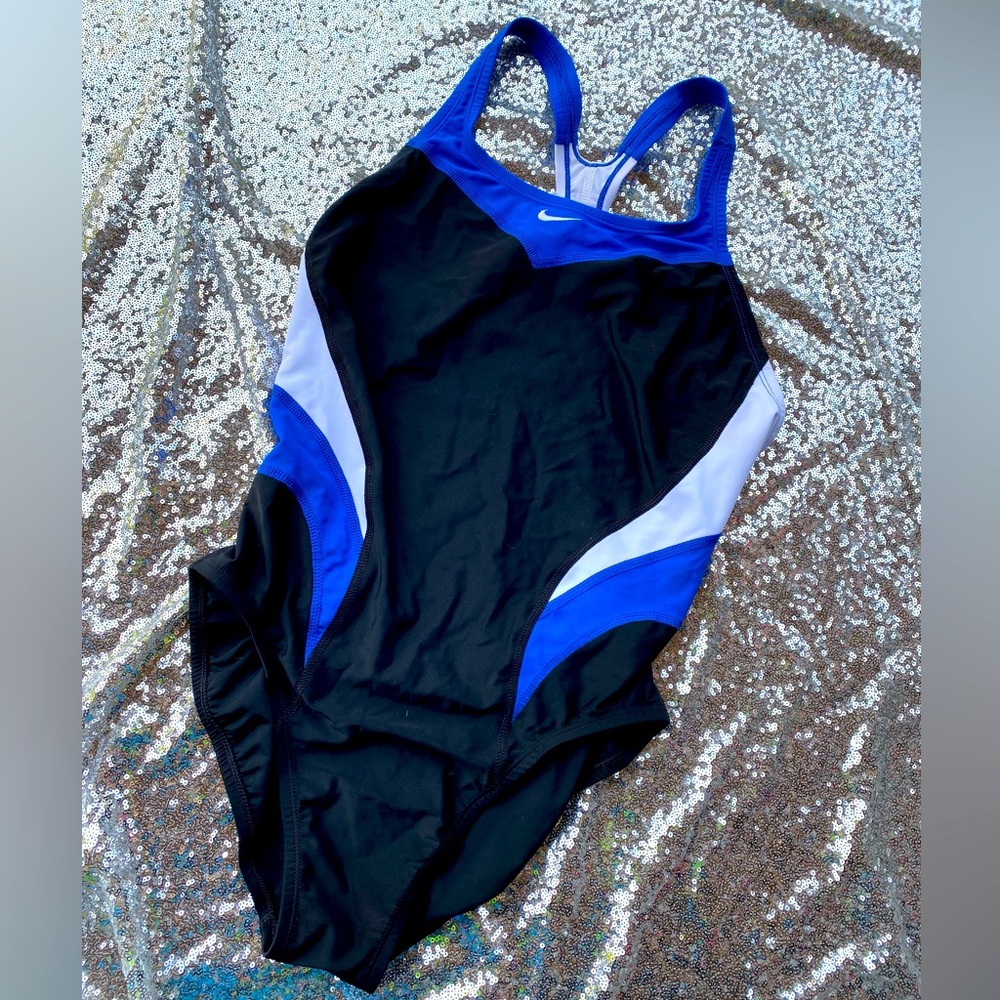 Nike black and blue one piece swimsuit